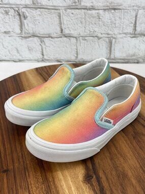 Vans PS Classic Slip-On Rainbow Multi / True White Kids Shoes Sz. 12.5